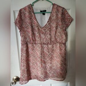 Style & Co. Pink Diamond Pattern Blouse